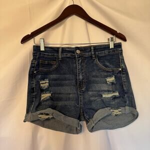 NWOT Women's Size Medium Y2K Western Medium Wash Destressed Jean Shorts